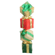 A great gift presentation can go well beyond the wrapping paper, ribbons and bows you typically think of. 45 Red And Green Lighted Sisal Tower Stacked Gift Boxes Outdoor Christmas Decor Overstock 16553362