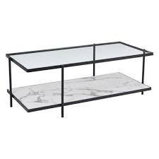 Get the best deal for clear coffee tables from the largest online selection at ebay.com. Zuo Winslett 48 In Clear Matte Black Stone Large Rectangle Glass Coffee Table With Shelf 100995 The Home Depot