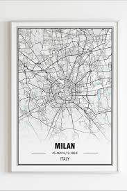 Milan Map Print City Map Wall Art Europe City Maps Etsy Map Wall Art Map Art Prints
