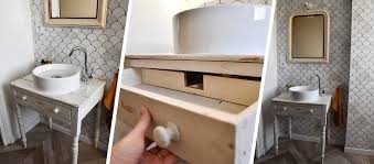 Envie d'une salle de bain avec style ? Tutoriel Meuble Vasque A Poser Sur Un Meuble Ancien En Bois