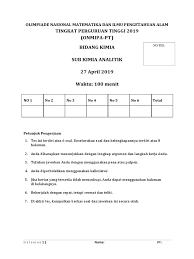 Bedah kisi kisi un kimia 2019 bagian kimia anorganik. Soal Onmipa 2019 Kimia Analitik 26 April 2019 Anna 2