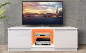Schau dir angebote von tv stand arm auf ebay an. Amazon Com Dmaith Tv Stand With Led Lights 2 Drawers And Open Shelves High Gloss Entertainment Center Media Console Table Storage Desk For Up To 55 Inch Tv White 001w Furniture Decor