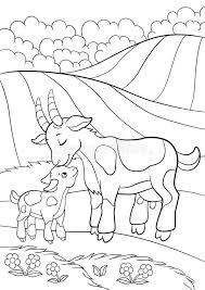 The coloring sheet of cute cartoon goat. Coloring Page Color Me Goat Little Cute Baby Goat Stock Vector Illustration Of Black Coloration 73498264
