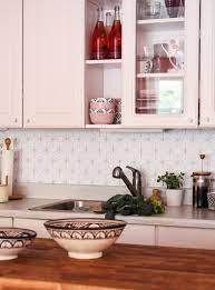 Here S The Best Most Budget Friendly Way To Give Your Kitchen A Makeover Geometric Kitchen Cheap Kitchen Backsplash White Kitchen Backsplash