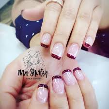 So Pretty Sns Colour Design Red Wine Colour And Glitter Tips Nice Match Mashirley Nailsbeauty Snsnails Nailart Na Nails Nail Tip Designs S And S Nails
