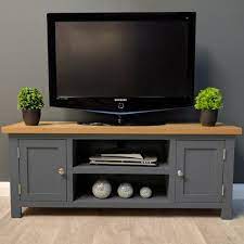 Painted tv trays made new again ~ white arrows home. Painted Oak Tv Unit Large Solid Wood Dark Grey Tv Stand New Trend 4933963108376 Ebay