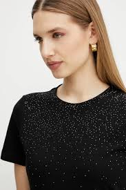 Bavlněné tričko Marciano Guess LOLIE, barva černá