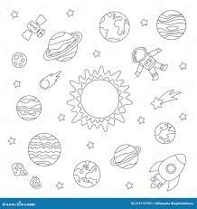 Couleur Système Solaire Planètes Et Astronaute. Feuille De Coloration Pour  Enfants. Illustration de Vecteur - Illustration du astéroïde, saturne:  212170792