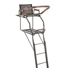 The air up there is very fair. Bolderton Double Rail Deluxe 20 Ladder Tree Stand 690345 Ladder Tree Stands At Sportsman S Guide