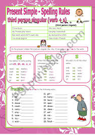 Present Simple Third Person Singular Spelling Rules Esl Worksheet By Sharon F