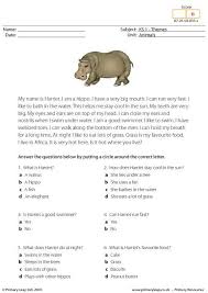 Hippo Comprehension Worksheet Reading Comprehension Comprehension Reading Comprehension Worksheets