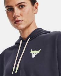 Buy Women's Project Rock Rival Terry Short Sleeve Hoodie Purple in KSA