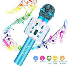 amazon com fishoaky wireless bluetooth karaoke microphone portable kids microphone karaoke player speaker with led kids microphone microphone karaoke player