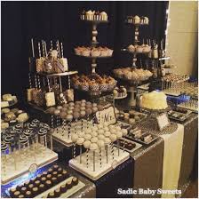 Classic Wedding Sweets Table In Navy And Silver Cake Pops Cupcakes And Buckeyes Sweets Table Wedding Candy Buffet Wedding Wedding Cake Pops