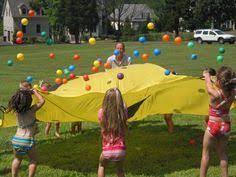 Kids Play Parachute Popcorn Ball Game Parachute Games Circus Activities Learning Through Play