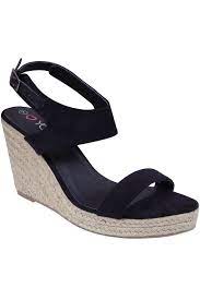 Black Microfibre High Wedge Espadrille Sandal In Eee Fit Size 4 5 6 7 8 9 10 Wide Fit Sandals Wedge Espadrille Wedges