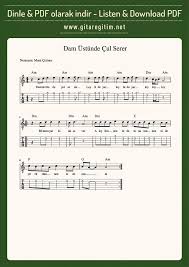 Dam Ustunde Cul Serer Nota Tab Notalara Dokulmus Muzik Muzik Egitimi Ve Muzik Notalari