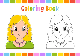 Livro De Colorir Para Criancas Menina Bonita Vetor Premium