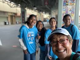 Cheering ironman athletes to finish line
