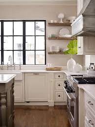 The shelf is made from solid bamboo wood simply slides on to the metal frame once it is attached to your wall. Kitchen With Wood Floating Shelves Transitional Kitchen