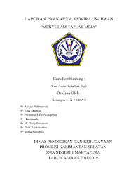 Check spelling or type a new query. Doc Laporan Prakarya Kewirausahaan Menyulam Taplak Meja Guru Pembimbing Disusun Oleh Kelompok 3 X 3 Mipa 2 Dekuzen Okahiro Academia Edu