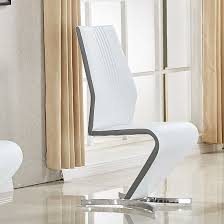 Gia Dining Chair In White And Grey Faux Leather With Chrome Base Dining Chairs Dining Chairs Uk Woven Dining Chairs