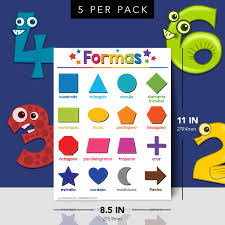 Amazon.com: Formas Spanish Chart for Preschool to Gradeschool Kids –  Colorful Shapes Educational Visual Learning Aid Poster | Glossy Durable  Cardstock | 8.5 x 11 | 5 per Pack : Office Products