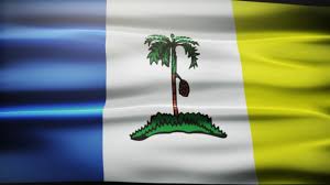 Warna biru muda bermaksud warna laut yang indah di sekeliling pulau itu. Pulau Pinang Bendera