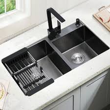 Give a stunning look to your kitchen with a black kitchen sink. Black Kitchen Sink Double Handmade Stainless Steel Seamless Welding Sinks With X Groove Design Fregadero De Cocina Kitchen Sinks Aliexpress
