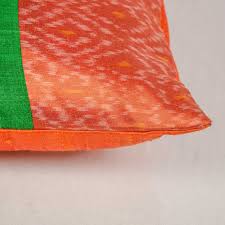 Spend this time at home to refresh your home decor style! Silk Pillows And Shams Green And Orange Silk Ikat Cushions Pillow Covers Buy Handmade In India