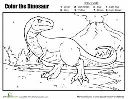 I am a huge fan of dinosaurs! Color By Number The Dinosaur Worksheet Education Com Dinosaur Coloring Pages Dinosaur Coloring Dinosaur Activities