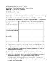 Test Rtf Ppz3o Health For Life Grade 11 Open Unit 1 A Personalized Approach To Healthy Living Activity 7 Summative Evaluation Unit 1 Summative Test Course Hero