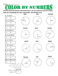 Radius Diameter Circumference Of Circles Color By Numbers Color By Numbers Radii Circumference