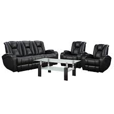 It's mostly intended for the placement of a coffee table can be tricky when paired with a sofa that reclines. 4 Piece Coffee Table And Recliner Sofa Set In Black Walmart Com Walmart Com
