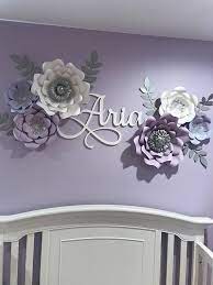 These Wood Letters Are Nice For Above The Crib Looks Fancy With Those Cool Flowers Afflink Lavender Nursery Name Wall Decor Baby Girl Nursery Room