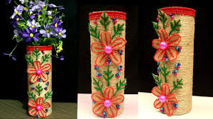 Diy How To Make Best Out Of Waste Flower Vase Cool Ideas Of Using Jute And Pringles Can Youtube Best Out Of Waste Twine Flowers Flower Vases