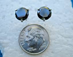 2.45ctw SCREW BACK NATURAL BLACK DIAMOND EARRINGS,CERTI FICATE,DIA  TESTER,MARTIN