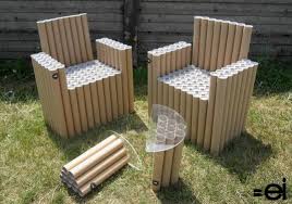 Fantubes Is A Quirky Table Set Built From Cardboard Poster Tubes Pvc Furniture Cardboard Chair Cardboard Furniture