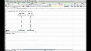 Calculating Mean Standard Deviation And Standard Error In Microsoft Excel Youtube