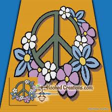 When crocheting a circle you will start off with a chain ring and work in rounds; Floral Peace Sc Single Crochet Throw Blanket Graphghan Crochet Pattern Pdf Download