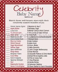 Celebrity Baby Name Match Up Game Baby Shower Printable Enter Code Pin10 And Receive 10 Off Your Order Celebrity Baby Names Baby Names Baby Games
