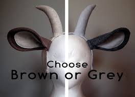 Natural Goat Ears And Horns Choose Grey Or Brown Color Goats Nativity Costumes Faun Costume