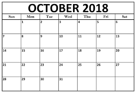 Pin On October Calendar 2018 Template