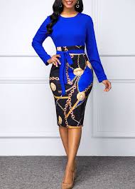 Long Sleeve Printed Belted Bodycon Dress Rotita Com Usd 30 76 In 2020 African Wear Dresses African Print Fashion Dresses Long Sleeve Bodycon Dress