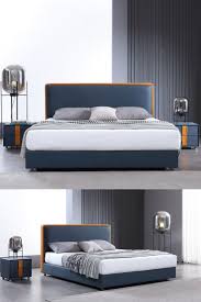 Navy Blue Headboard Bedroom Ideas In 2020 Bed Design Modern Wooden Bed Design Bed Furniture Design