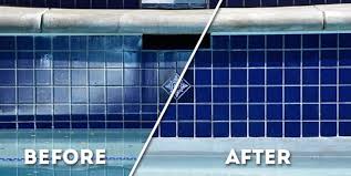 The black tarnish look that often develops due to how to remove calcium from pool tiles. Blast Off Pool Tile Cleaning Home Chico Ca