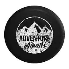 Distressed Spare Tire Cover Adventure Awaits Mountain