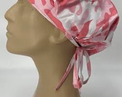 Pink Camouflage Nursing Cap Womens Camo Scrub Hat for Long Hair Ponytail,  Gift for Surgeon, Nurse, Doctor, Veterinarian, Chef Headwear