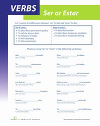 We use ser to describe: Ser Vs Estar Worksheet Education Com