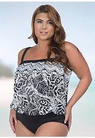 Maxine Plus Size Tribal Beat Bandeau Blouson One Piece One Piece Plus Size Bandeau Tankini Top